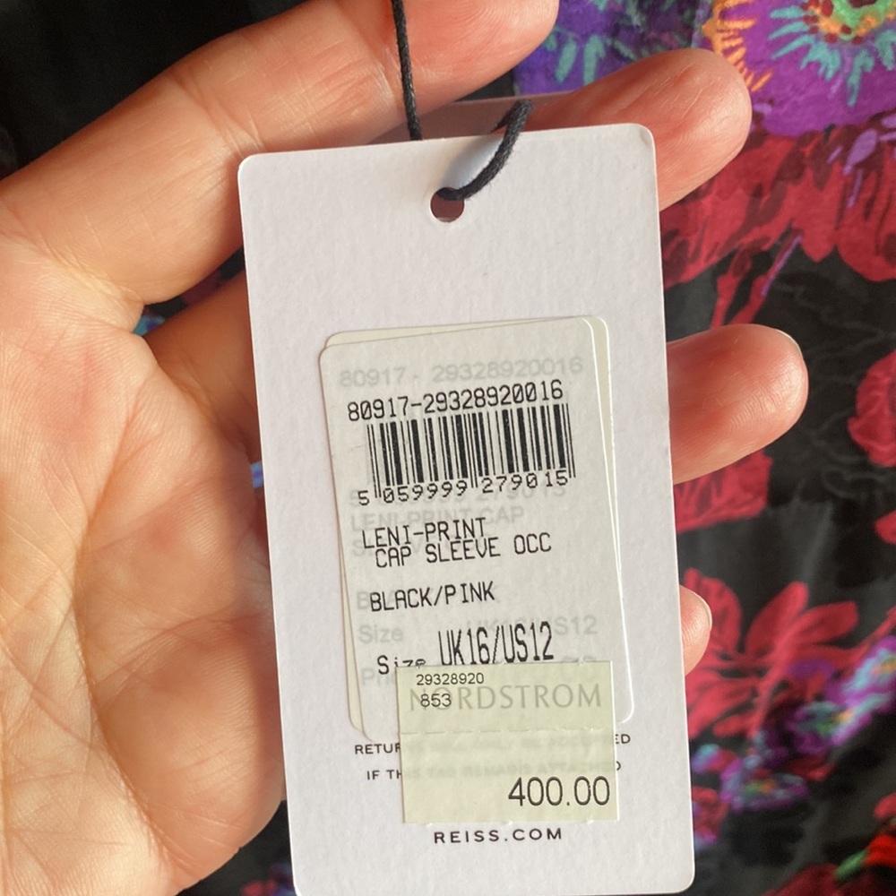 REISS NWT Cinched Waist X Cross Straps Cap Sleeve Midi Length Dress Size12 - Picture 12 of 14